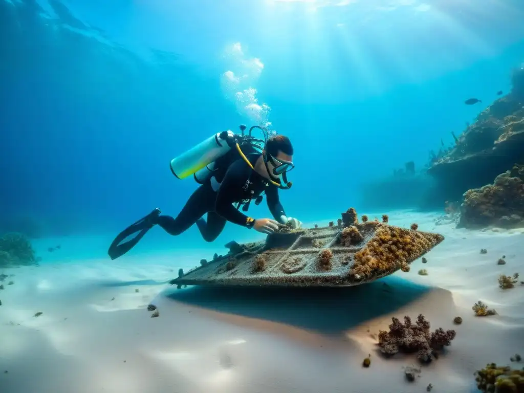 Un equipo de arqueólogos submarinos preserva artefactos indígenas sumergidos en aguas cristalinas