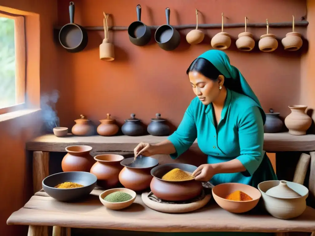 Escena de cocina indígena tradicional con sabores ancestrales de pueblos indígenas