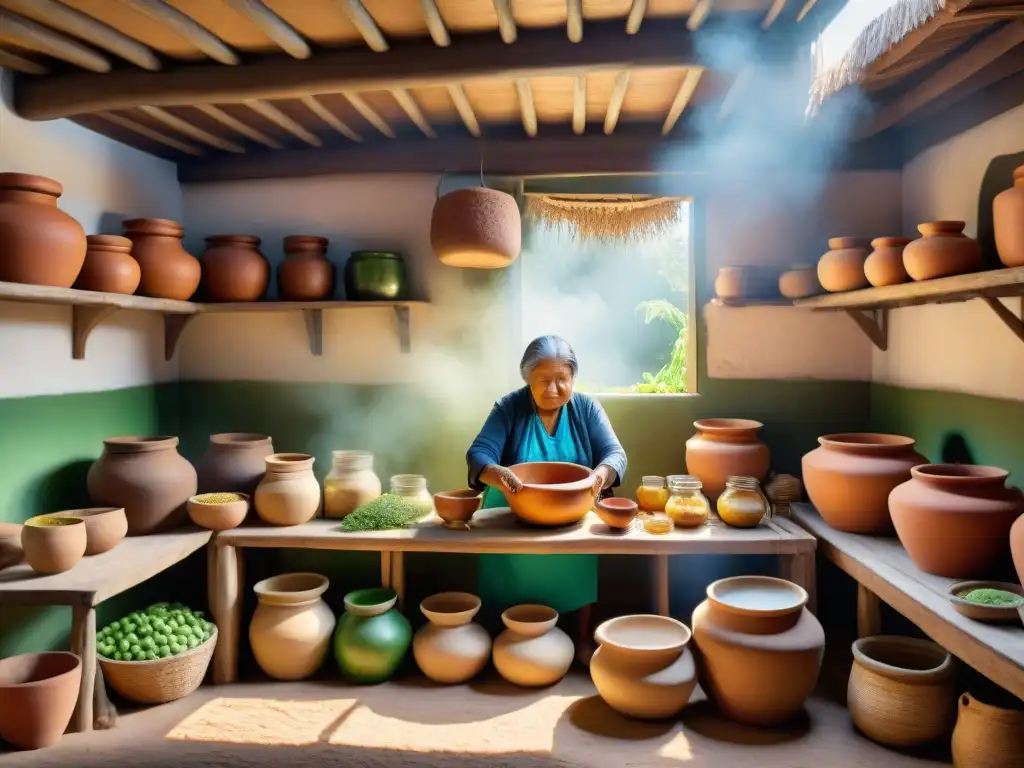 Una escena de cocina indígena tradicional con técnicas ancestrales de fermentación única