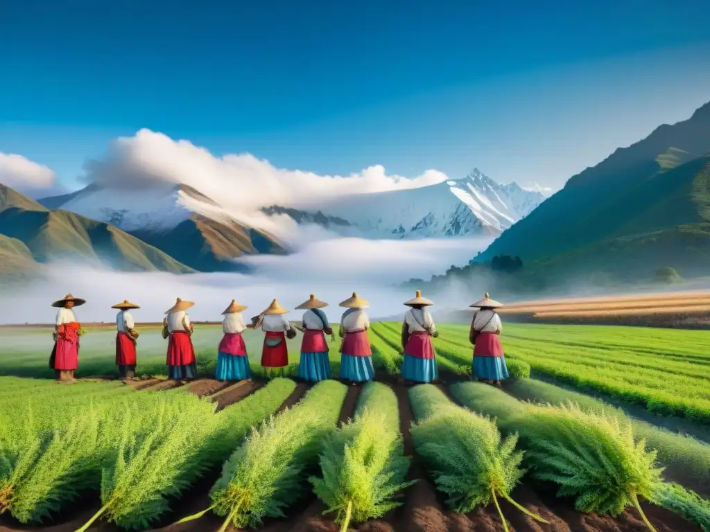 Una escena conmovedora de cultivo ancestral de quinua por indígenas en los Andes