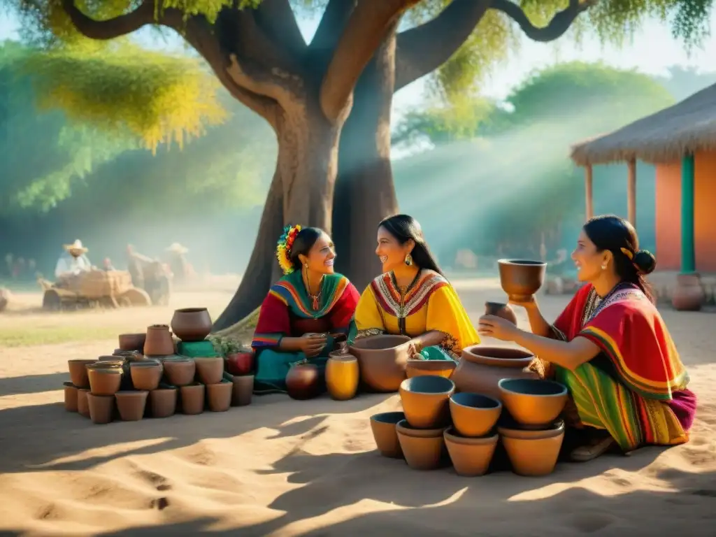 Escena cultural: Familia mexicana preparando Tejuino bajo árbol ancestral