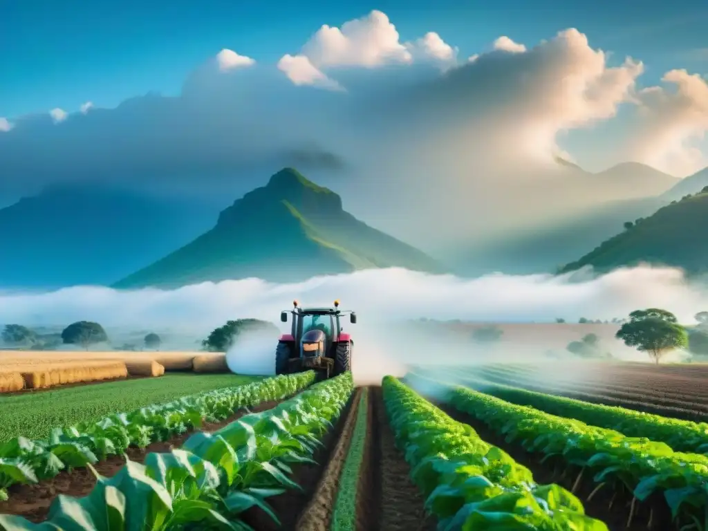 Una escena impresionante de agricultura indígena: tradición y tecnología en perfecta armonía