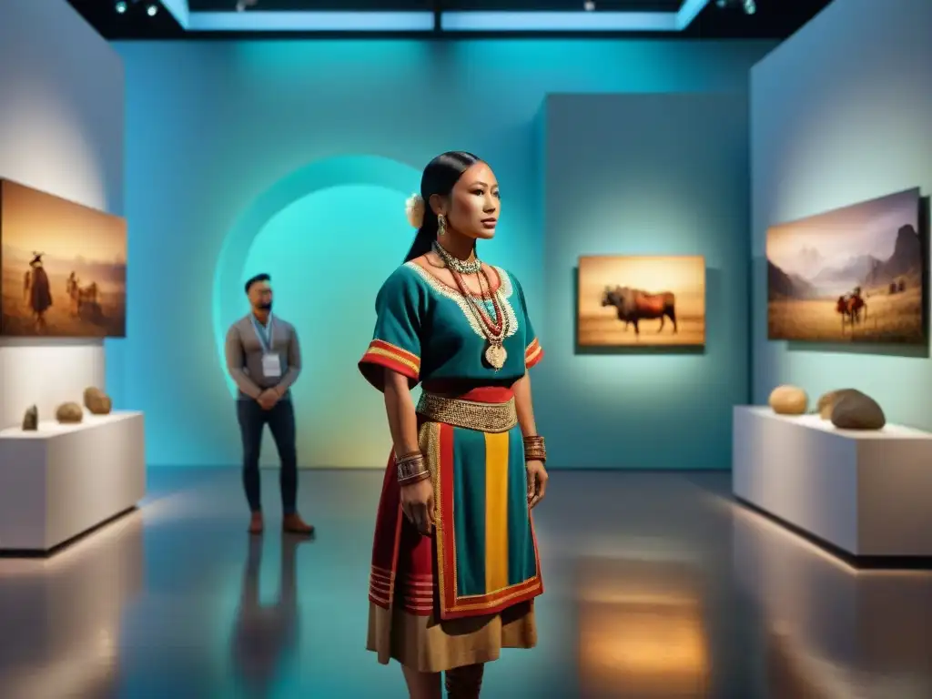 Una escena de Realidad aumentada en museos indígenas: tradiciones ancestrales cobran vida con tecnología en un ritual cultural
