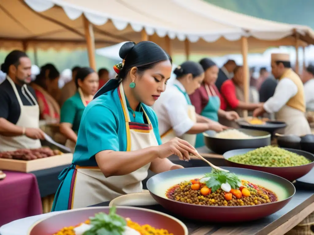 Escena vibrante en festival gastronómico indígena en América