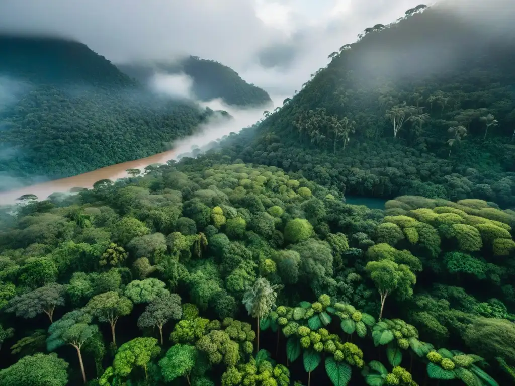 Un escenario exuberante de la selva amazónica con un agricultor indígena cosechando semillas de sacha inchi, destacando los beneficios del Sacha Inchi