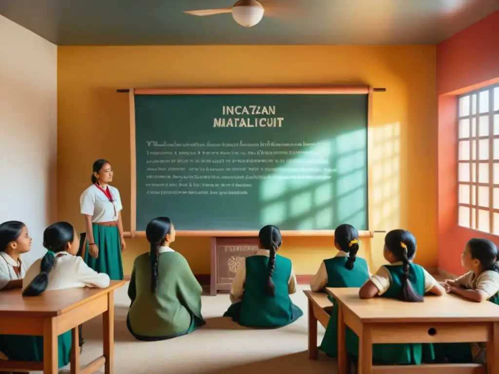 Escuela maya tradicional en Yucatán, México, con niños indígenas participando en clase