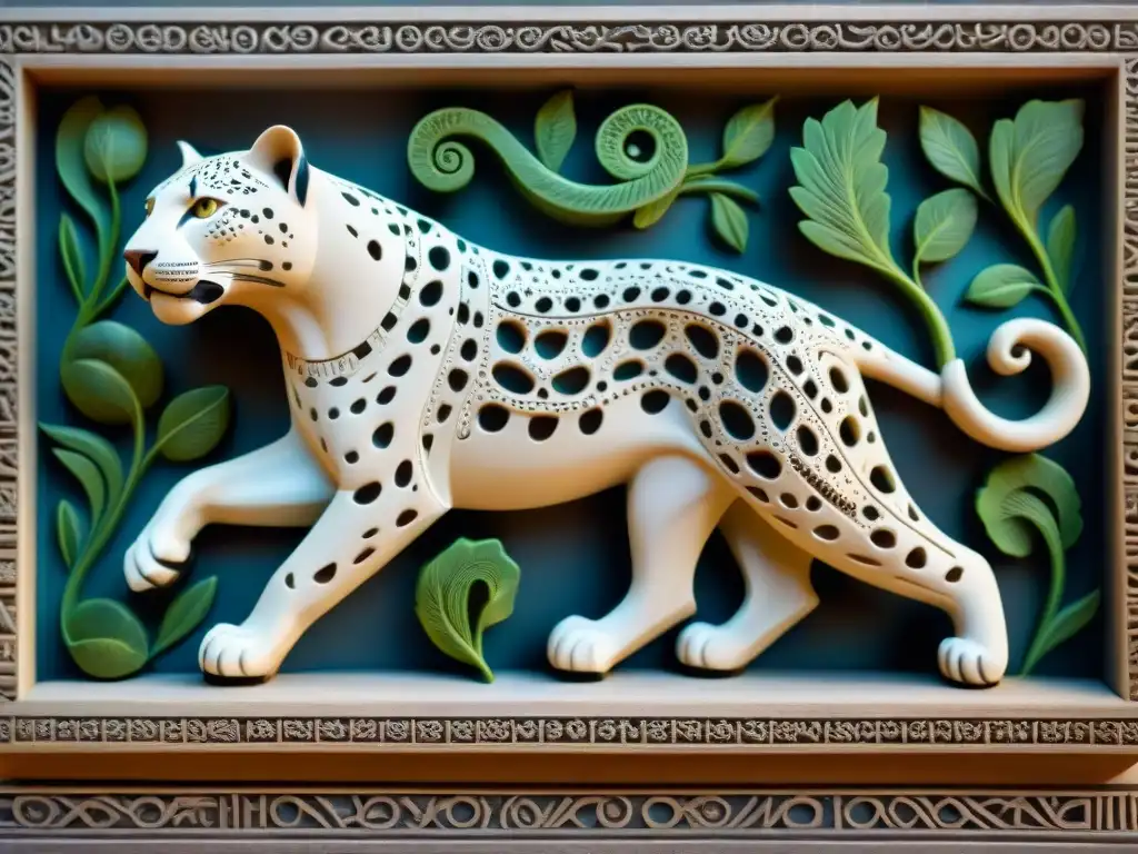 Escultura de jaguar y animales en arte precolombino