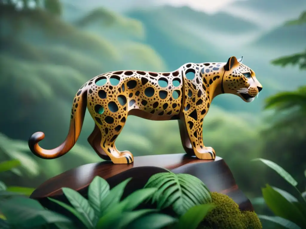 Escultura de jaguar en madera indígena: simbolismo y significado en cada detalle