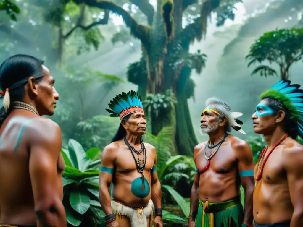 Conexión espiritual de comunidades indígenas en la selva amazónica