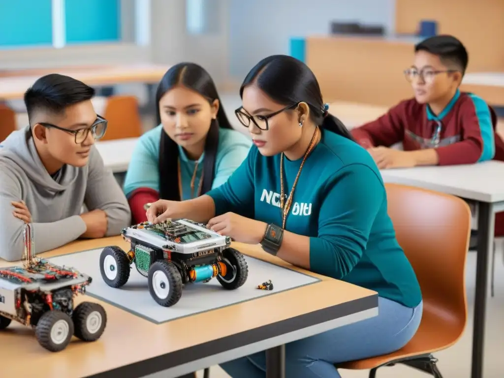 Estudiantes Navajo en clase de robótica, fusionando tradición e innovación