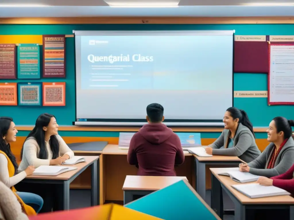 Estudiantes participan con entusiasmo en un vibrante curso de introducción al quechua