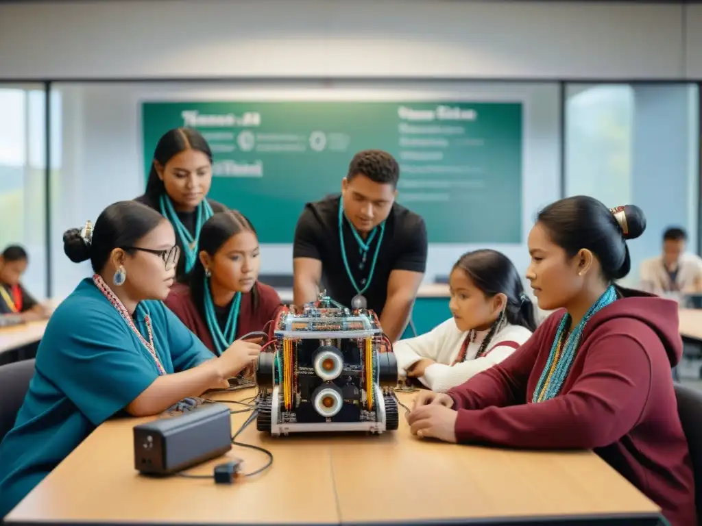 Estudiantes indígenas crean robots en aula moderna con equipamiento STEM