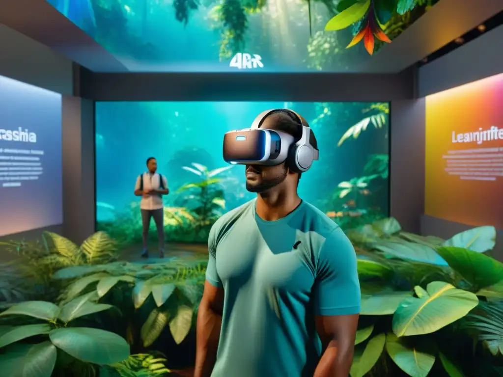 Estudiantes de lenguas indígenas en aula de realidad virtual en la selva digital