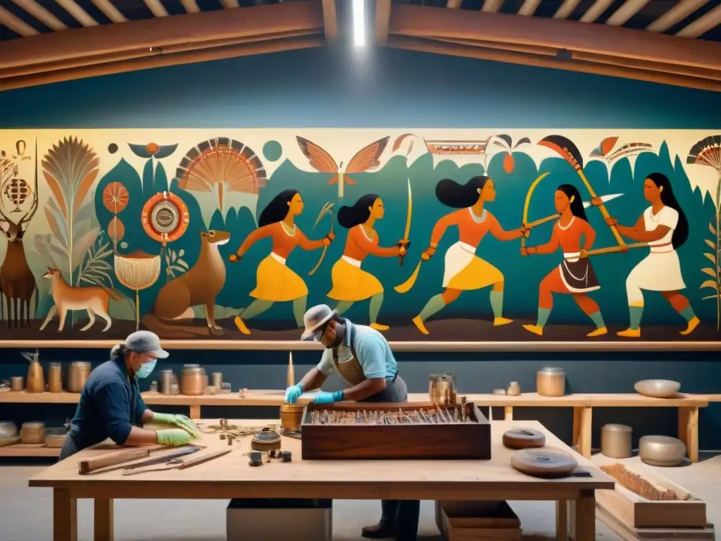 Expertos en conservación restauran mural indígena con detalle, en estudio histórico