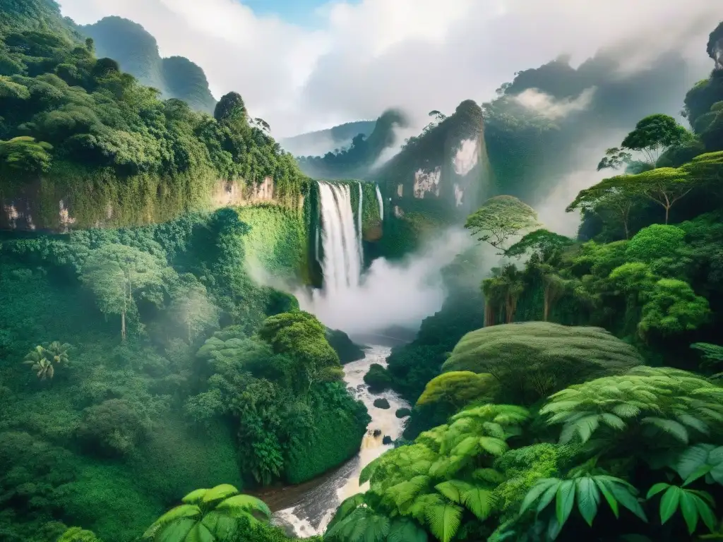 Un exuberante paisaje amazónico con río sereno, reflejando la luz entre la selva