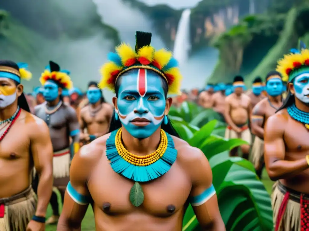 Festivales indígenas contemporáneos América: Colorida celebración de tribus indígenas en la selva amazónica