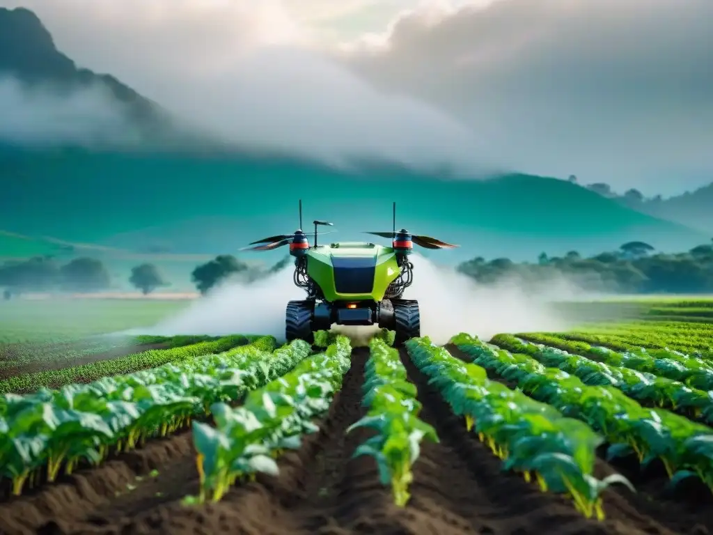 Futurismo agrícola: Asistentes tecnológicos para agricultores indígenas en campo verde