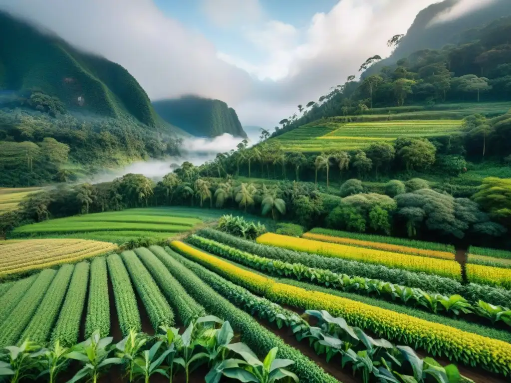 Una granja indígena exuberante en la selva con prácticas agrícolas sostenibles indígenas