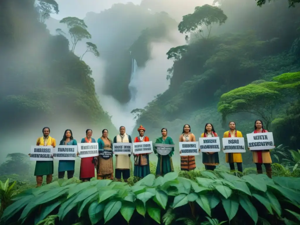 Grupo de activistas indígenas unidos en la lucha por la conservación ambiental y los derechos indígenas en la selva