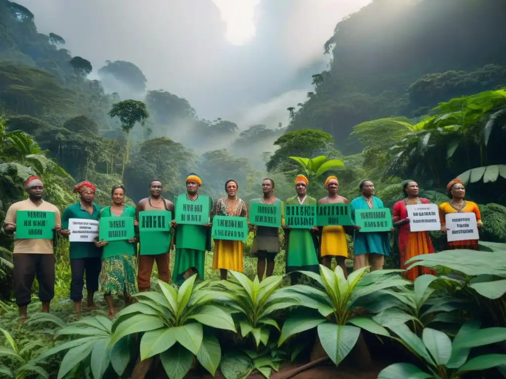 Grupo de activistas indígenas en la selva del Congo, unidos por la protección ambiental y los derechos indígenas