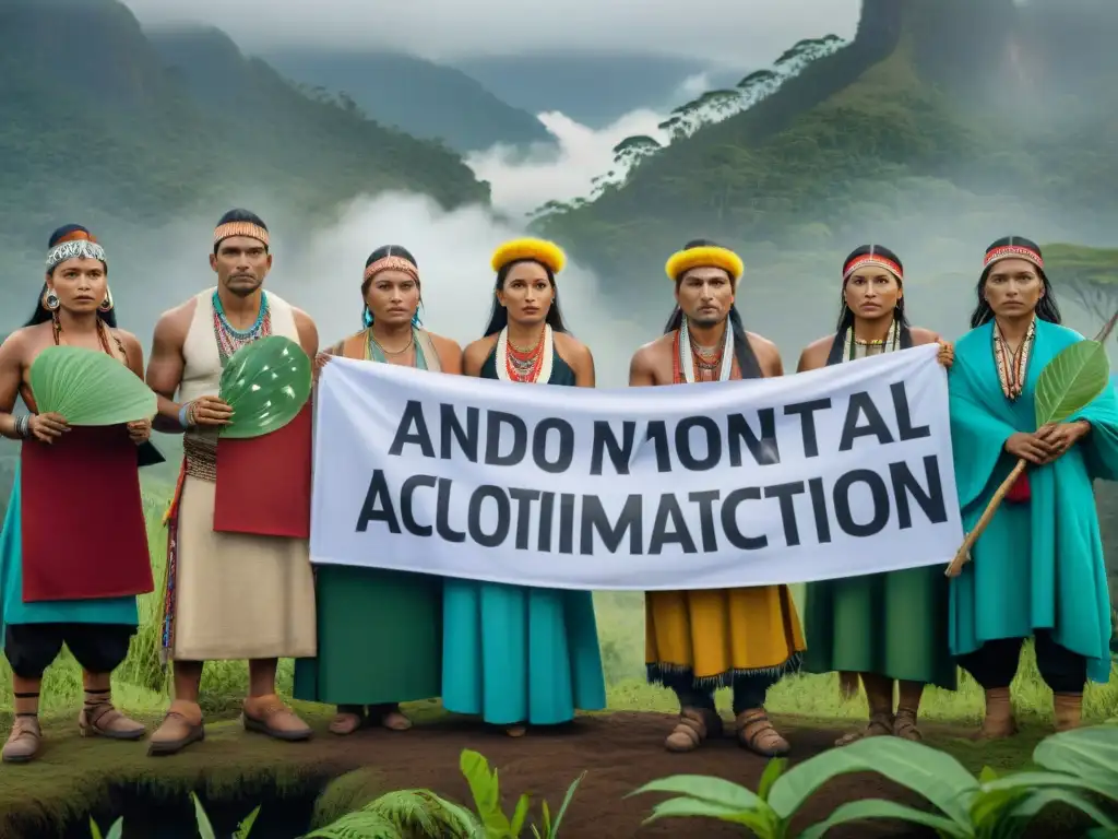 Grupo de activistas indígenas unidos por la protección ambiental en la selva