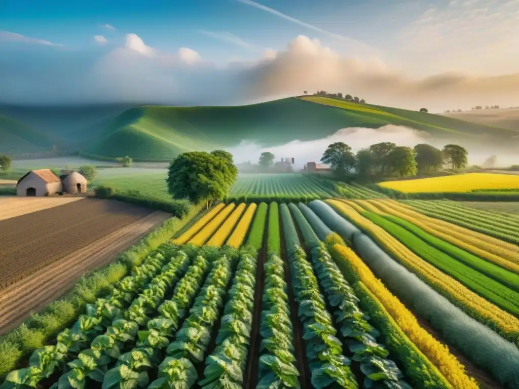 Un grupo de agricultores tradicionales trabajando en el campo con ayuda de aplicaciones móviles, integrando innovación en la tradición