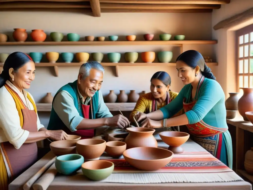 Un grupo de artesanos en una animada reunión en taller rural