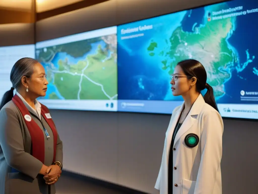 Un grupo de científicos indígenas y expertos en ambiente, combinando sabiduría ancestral y tecnología moderna en un centro de investigación