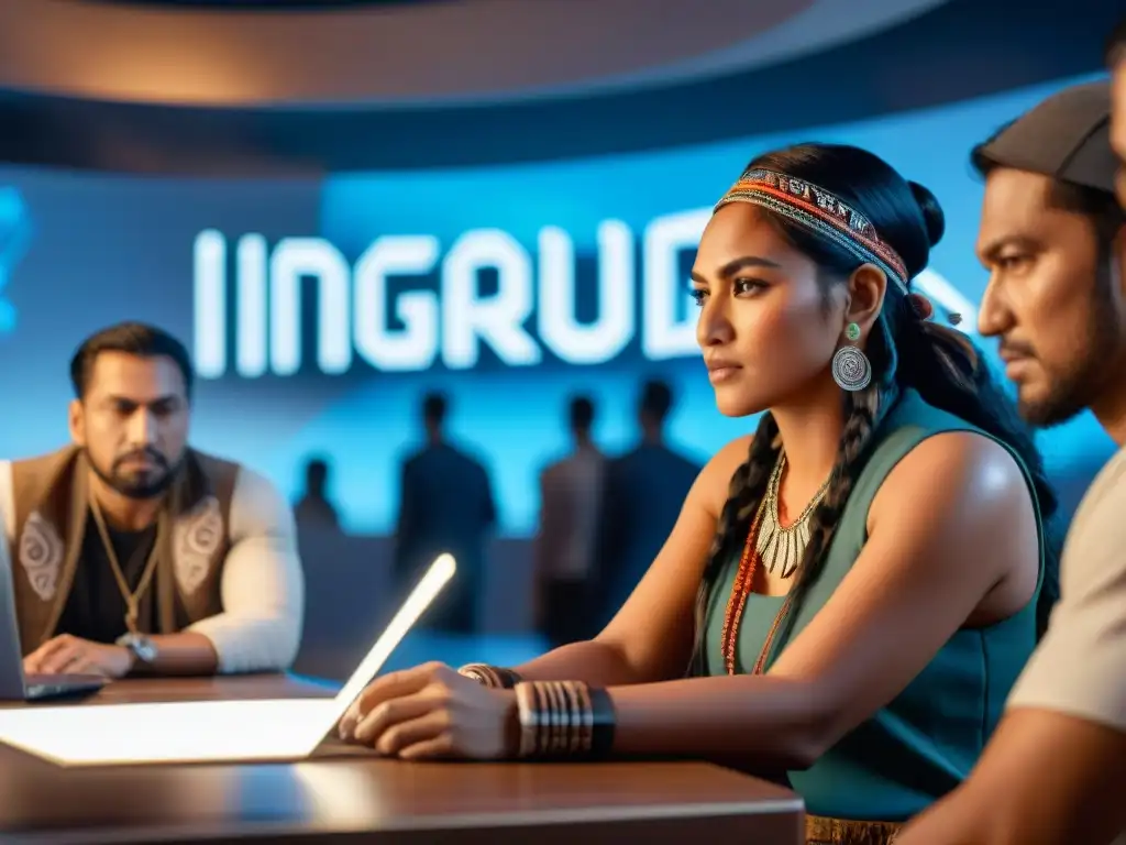 Desarrollo de videojuegos indígenas: pasión y creatividad en acción Un grupo de desarrolladores de videojuegos indígenas se reúnen para crear, fusionando tradición y tecnología