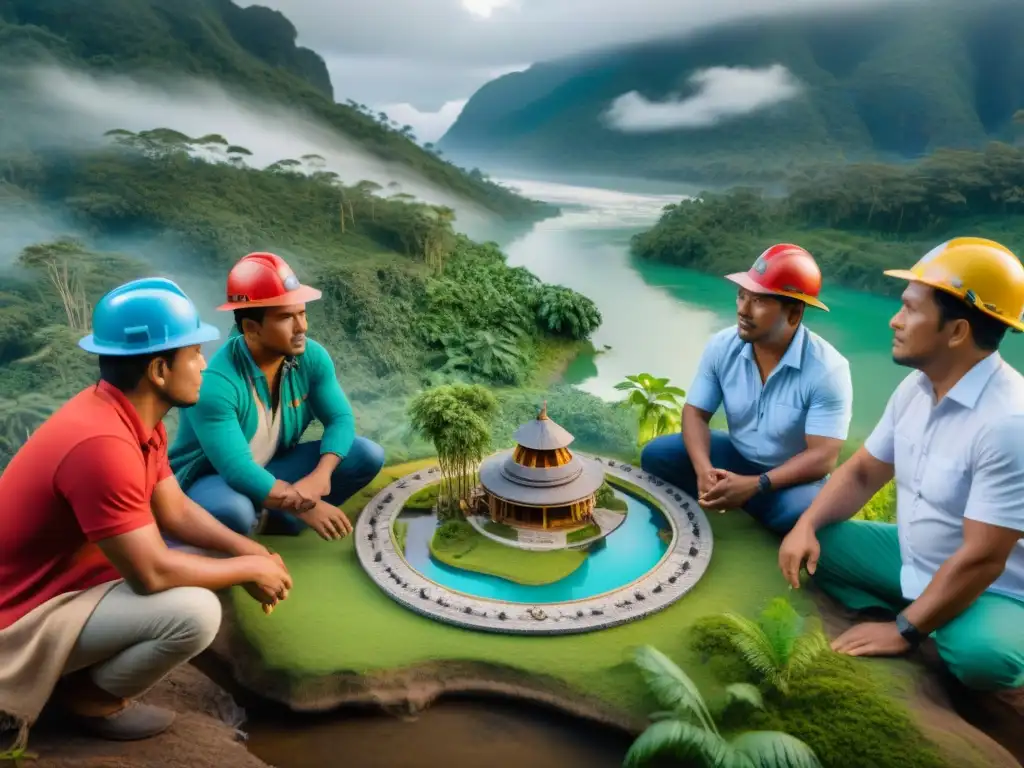 Grupo de ingenieros indígenas discuten innovadoras soluciones en maqueta de aldea palafito