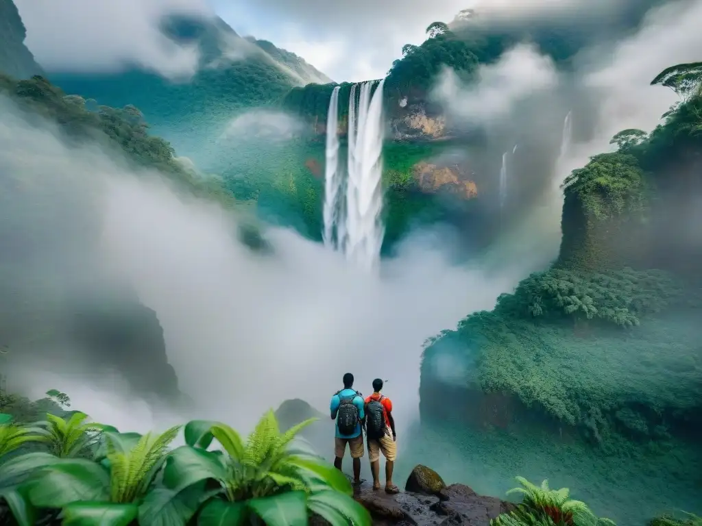 Un grupo de jóvenes guías indígenas lideran un tour en la selva, mostrando la flora y fauna a turistas diversos