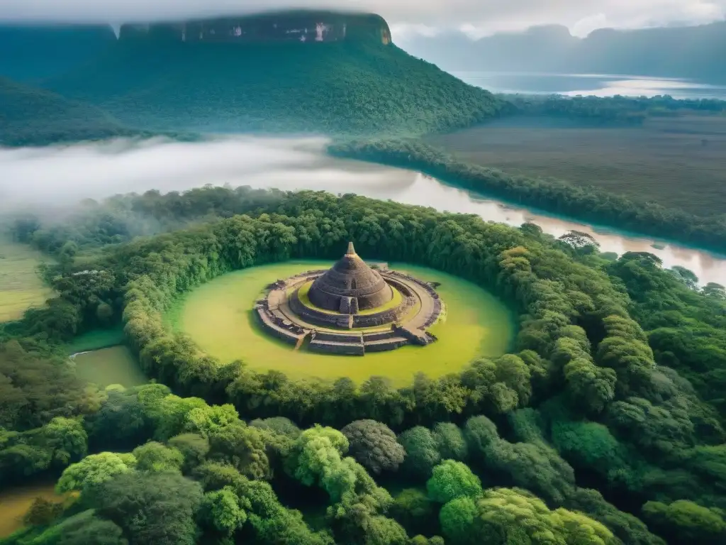 Imagen de un sitio sagrado indígena con protección legal, donde se realizan rituales en medio de la naturaleza exuberante