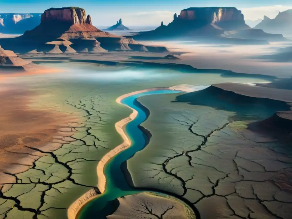 Impactante paisaje árido de las reservas Navajo bajo el sol, resaltando la escasez de agua y la necesidad de soluciones