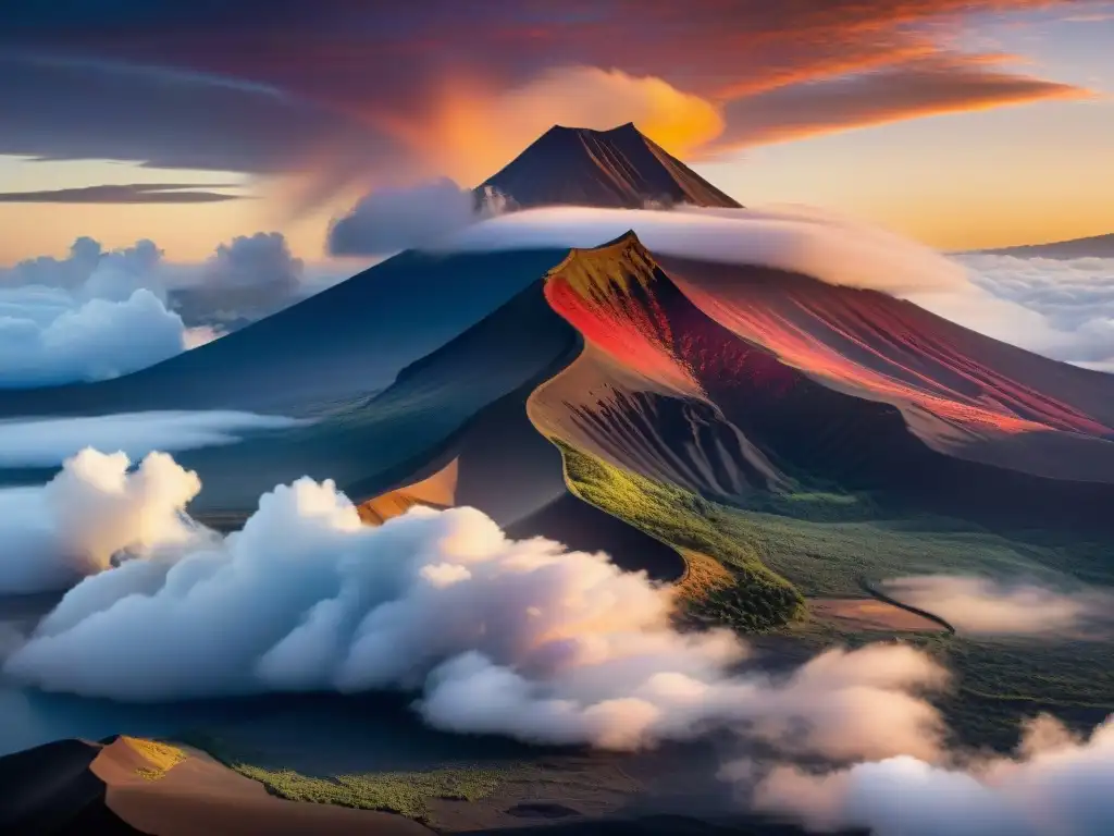 Imponente Mauna Kea en vibrante atardecer, resaltando la controversia sagrada indígena