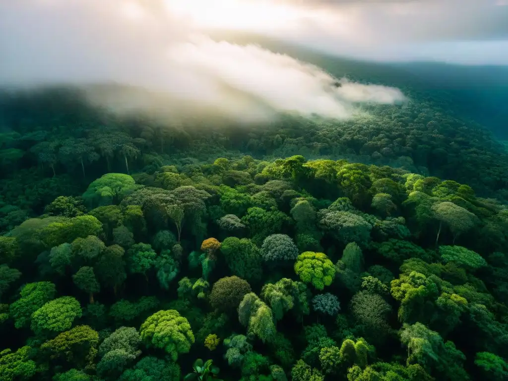 Un impresionante bosque lluvioso verde con la integración de saberes indígenas en ciencia