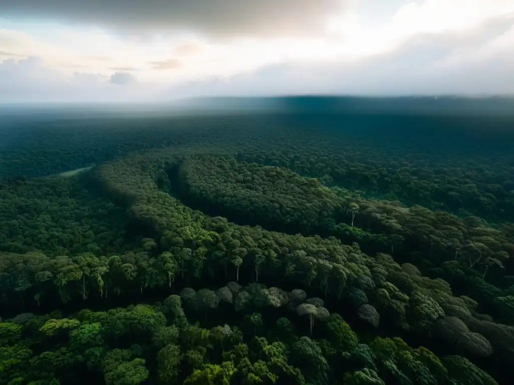 Un impresionante paisaje aéreo de la exuberante Amazonía, resaltando su belleza y la importancia de protegerla con iniciativas de energías renovables