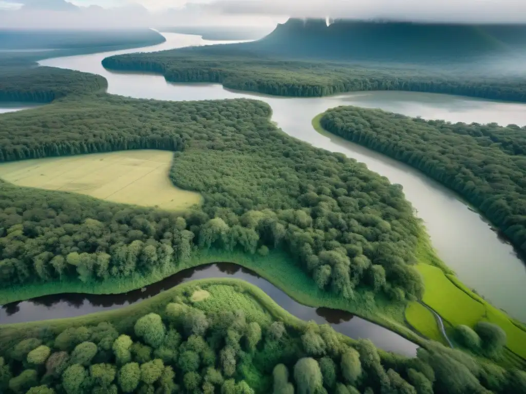 Impresionante paisaje verde con ríos y comunidades indígenas