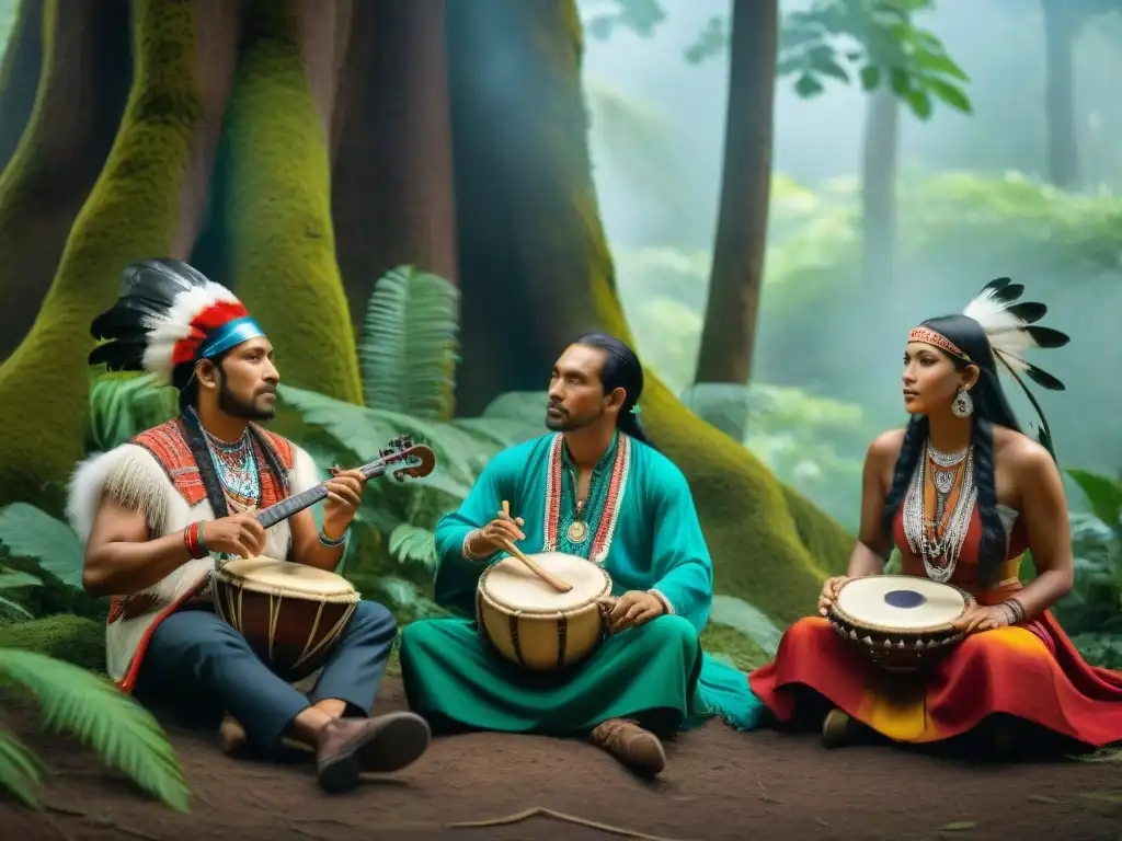 Música indígena transmitiendo mensaje de preservar cultura en la naturaleza exuberante