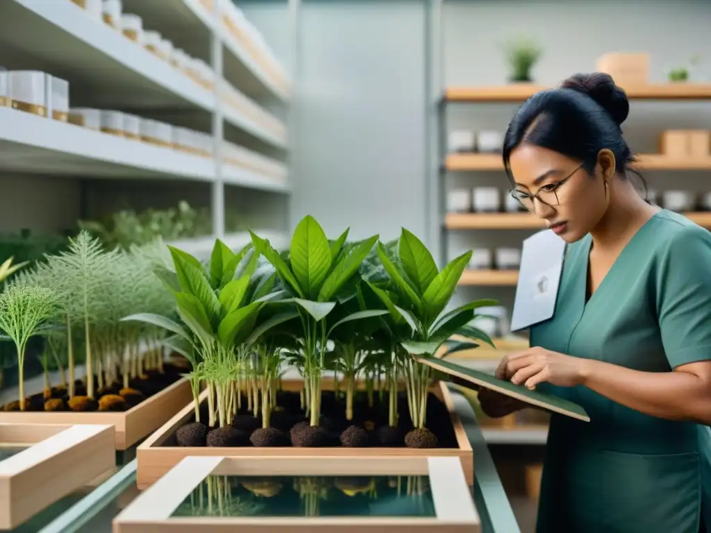 Indígenas preservando plantas en herbario