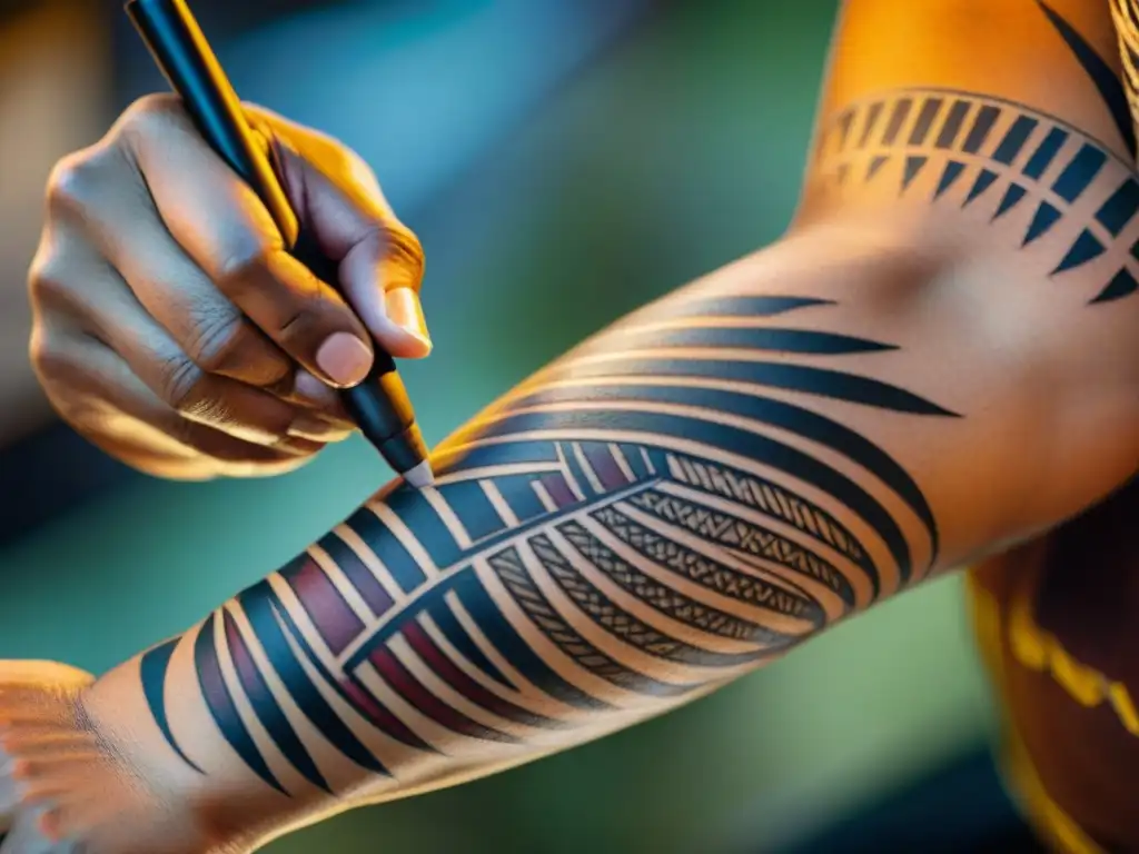 Influencia indígena en tatuajes: Experto artista tatuador crea diseños tradicionales con destreza y significado cultural