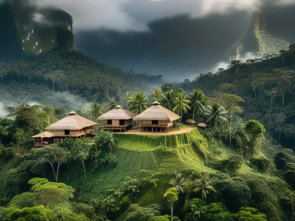 Inspiradora arquitectura sustentable indígena en la selva amazónica, donde la comunidad vive en armonía con la naturaleza