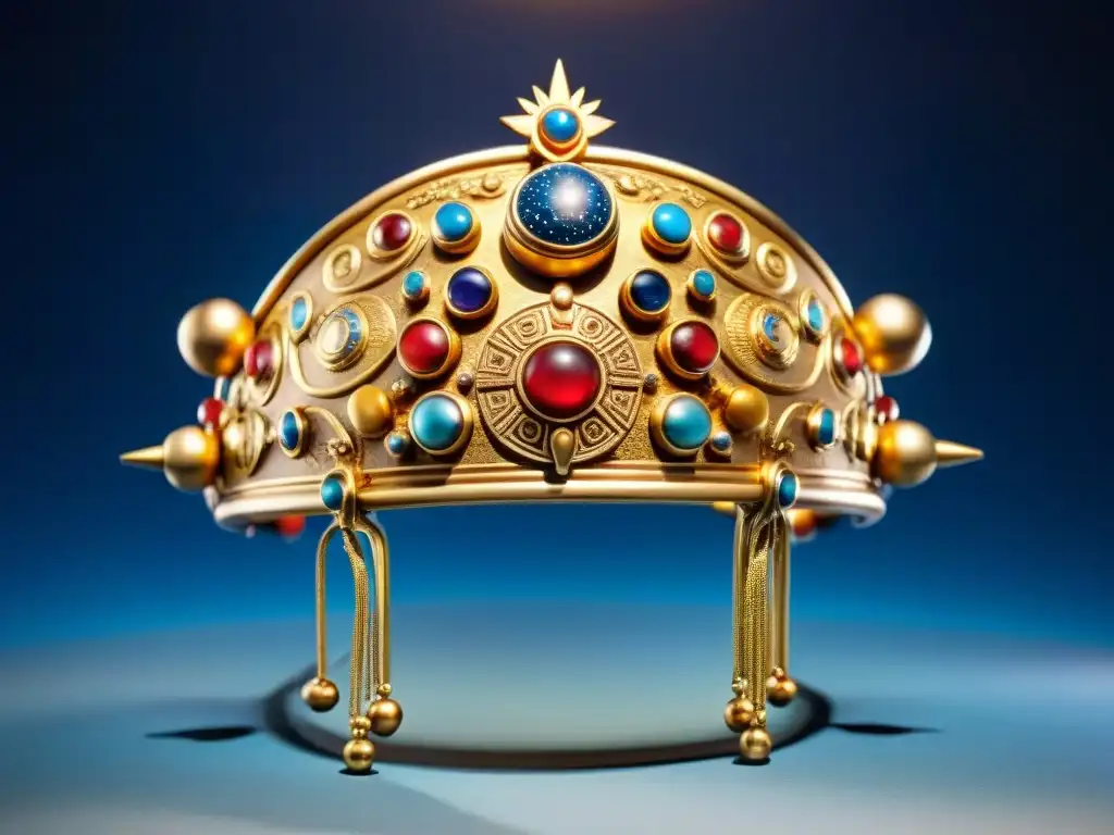 Headdress Moche de oro: arte y astronomía ancestral Intrincado tocado de oro Moche con influencia de la astronomía en el arte precolombino