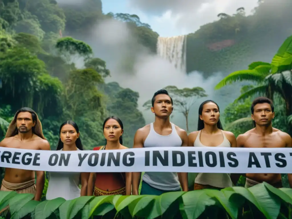 Jóvenes indígenas luchan por el ambiente en la exuberante selva, con mensajes poderosos en sus manos