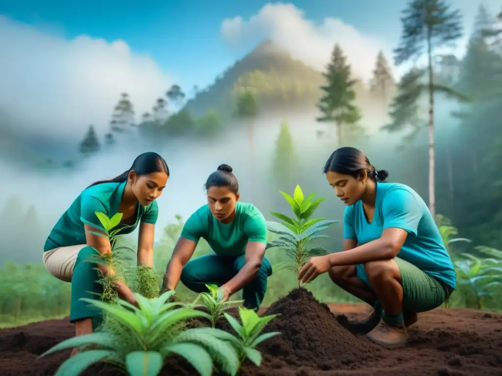 Juventud indígena lidera reforestación en un bosque exuberante, unidos y determinados