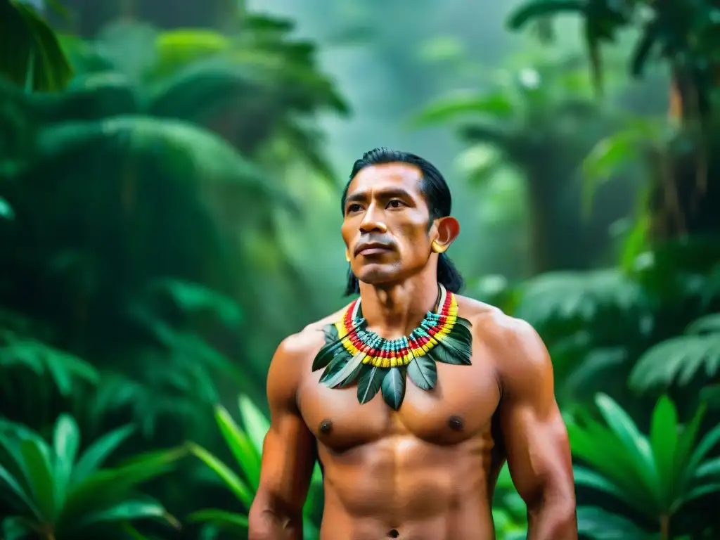 Líder indígena amazónico en la selva: comunidades amazónicas derechos luchas contemporáneas