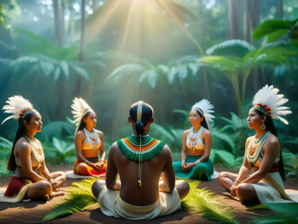 Un mágico ritual sagrado en la naturaleza: conexión espiritual con la tierra en un bosque exuberante