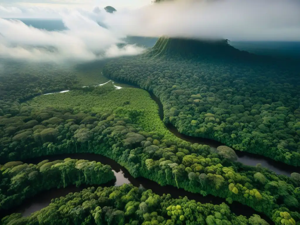 Majestuosa Amazonía: biodiversidad y luz filtrándose entre árboles