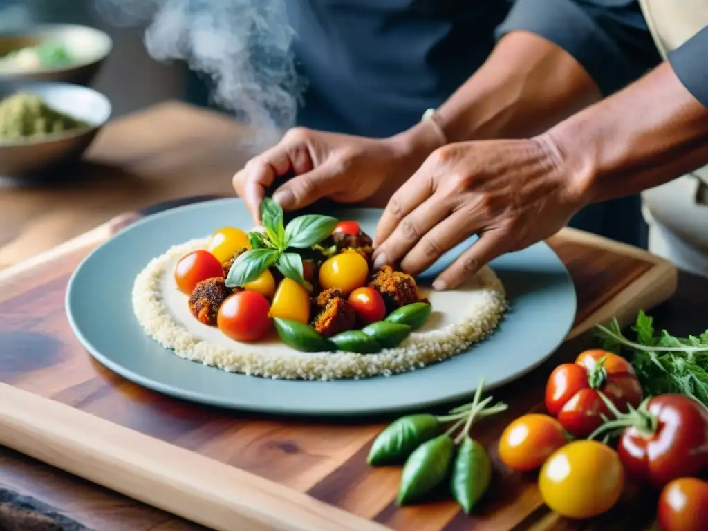 Manos expertas preparando recetas culinarias indígenas ancestral