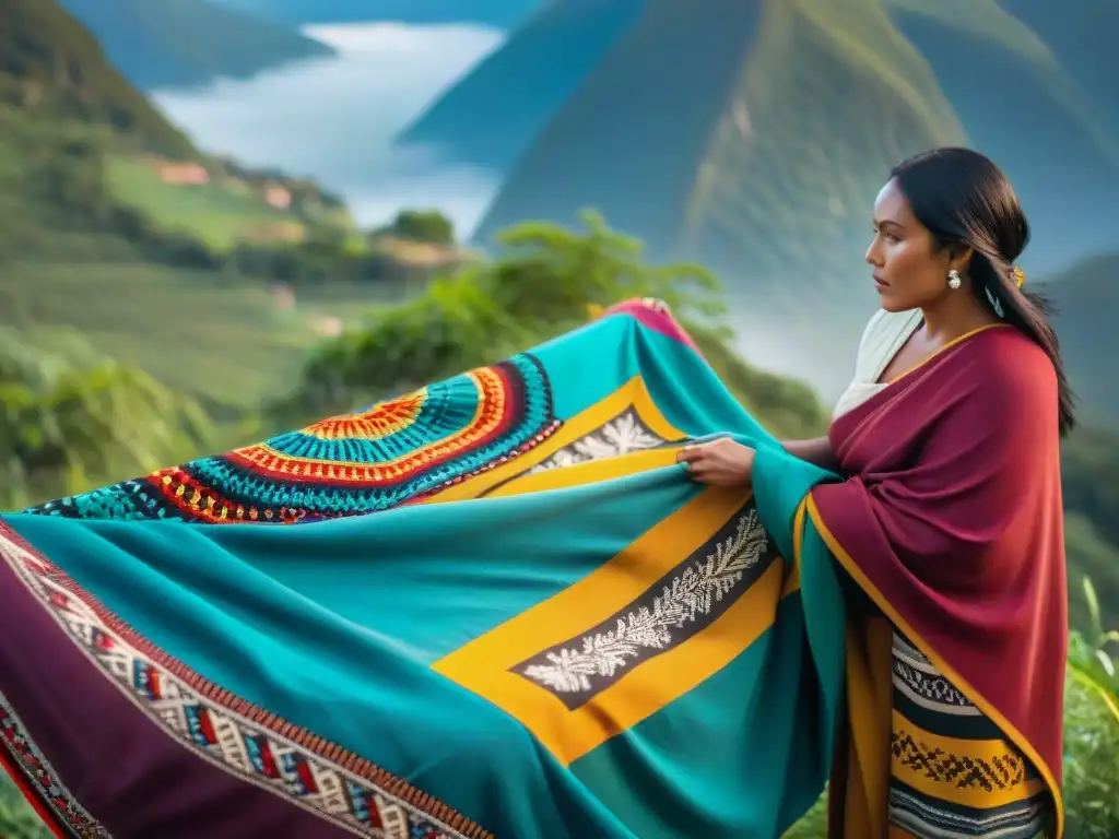 Tejiendo juntas: artesanas indígenas crean tapiz comunal bajo el sol Manos expertas tejiendo un tapiz comunal al sol, en armonía con la naturaleza
