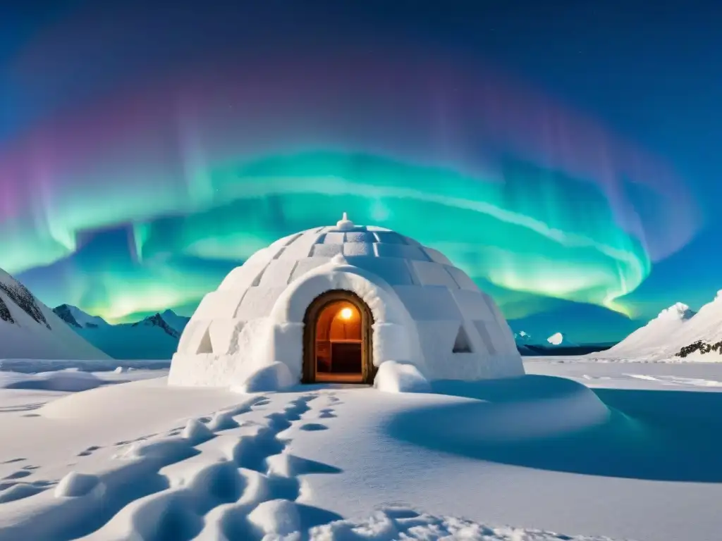 Maravilloso iglú Inuit en la gélida tundra ártica